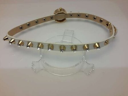 Armbandhorloge, PU leren wrap (2), goudkleur, 20 zirkonia&#039;s op studs, 4 kleuren