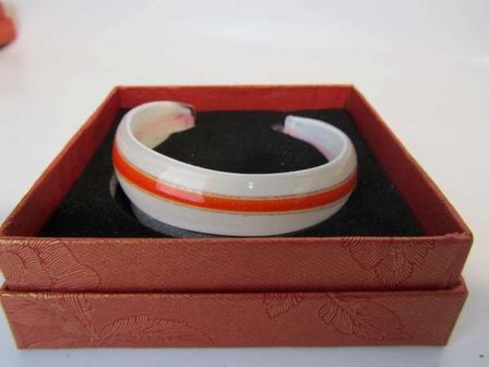 Murano armband, kleurencombinatie transparant, wit, oranje