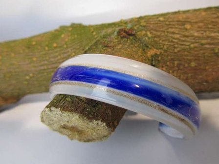 Murano armband, kleurencombinatie transparant, wit, goud, blauw