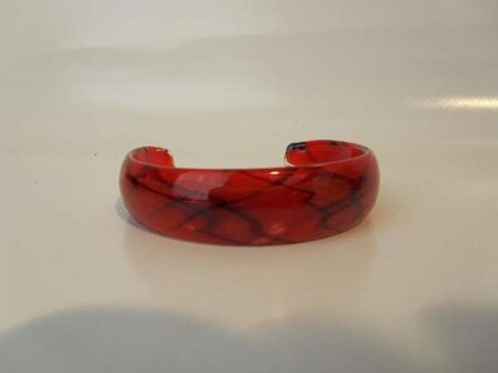 Murano armband, kleurencombinatie transparant, rood, zilver, zwart