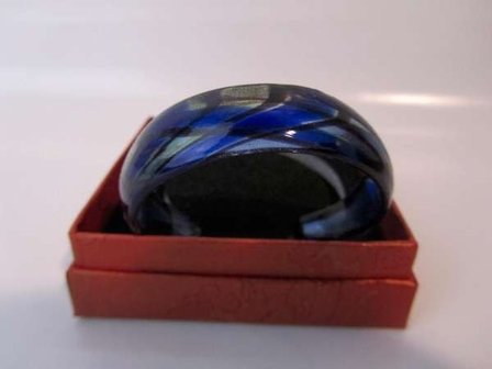 Murano armband, kleurencombinatie blauw, zilver en zwart