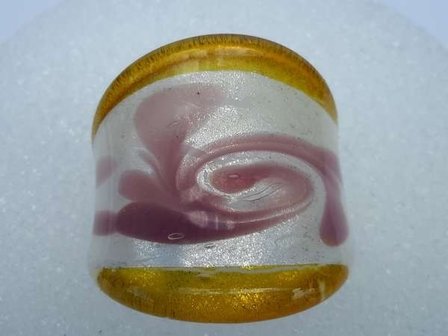 Ring, witte murano met goud, wit, roze, 12 stuks