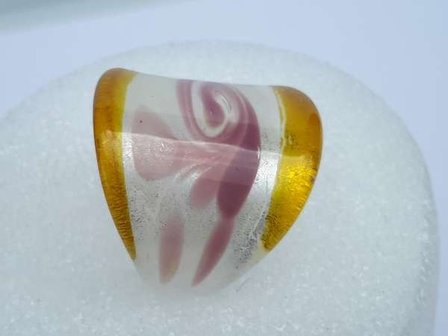 Ring, witte murano met goud, wit, roze, 12 stuks
