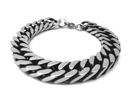 Armband, grobes rechteckig glied, Karabinerverschluss, Edelstahl