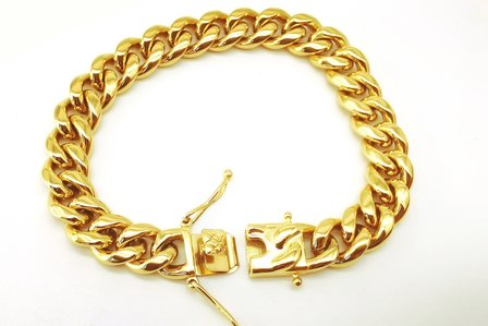 Goldfarbenes Gourmet-Gliederkettenarmband aus Stahl. L 20 cm