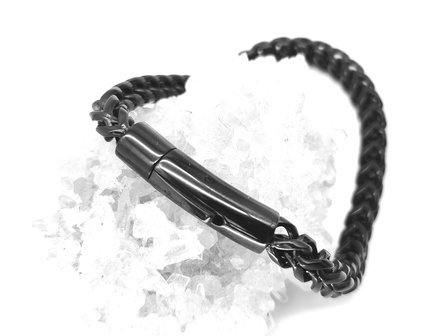 Schwarzes Stahlarmband Hervorragendes Fischgr&auml;tenglied. L 22 cm