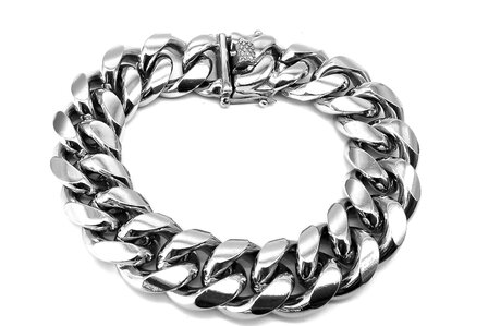 Stalen zilverkleurige grove Curb Cuban Link 18mm schakelketting armband. L 24 cm