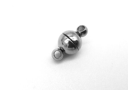 RVS 5 x Magneet sluiting- rond zilver- &Oslash;6mm- Sieraden sluiting- magneet slotjes.