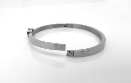 Laatste : Edelstaal smalle slaaf Armband met 5 mm kristal. Laatste