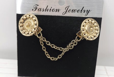 Clips met dubbel ketting Zeeuwse knoop goudkleurig.