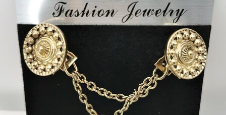 Clips met dubbel ketting Zeeuwse knoop goudkleurig.