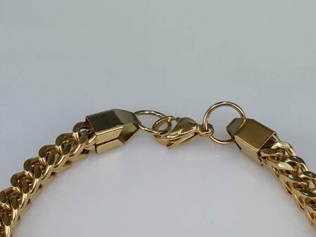 Edelstahl Gold farbe K&ouml;nigs Armband &amp; kette, Quadrat Gourmet- gliede.