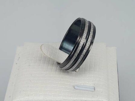  Schwarz Edelstahl Ringe, 2 silberf