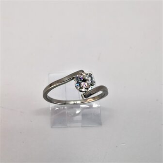 Edelstaal Ringen zilverkleurig smal, 4mm zirkonia