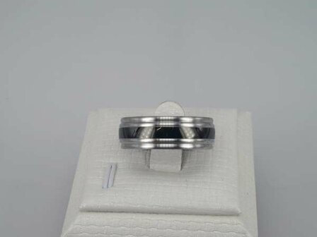 Edelstahl Ringe, schwarze band