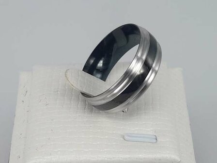 Edelstahl Ringe, schwarze band