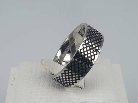 Edelstahl Ringe, schwarze diamand streife