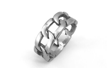 Super cool &ndash; robust &ndash; Edelstahl &ndash; geb&uuml;rsteter Stahl &ndash; Glied &ndash; Ring &ndash; kubanisches Gliedermotiv. Box 24 St&uuml;ck