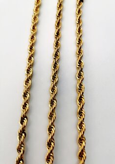 RVS Goudkleurige twisted koord ketting Lengte 50 cm