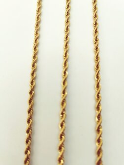 RVS Goudkleurige twisted koord ketting Lengte 60 cm