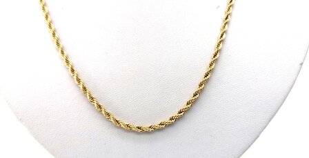 RVS Goudkleurige twisted koord ketting Lengte 50 cm