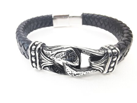 Leren armband heren met RVS Infinity design.