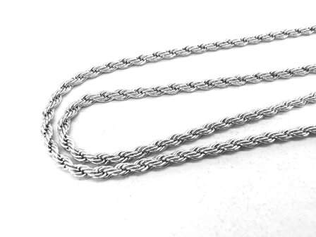 RVS zilverkleurig Twisted koordketting L 55 cm x D 3mm