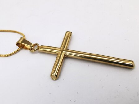 Edelstahlanh&auml;nger goldfarben schickes enges Kreuz