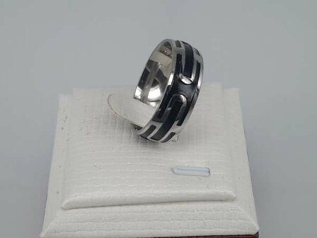 Edelstahl Ring, gerundet, schwarze -I-