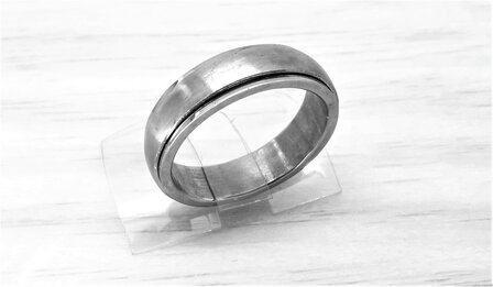 RVS - geborsteld zilver stress ring, twee losse ring op elkaar die je mee kan draaien.