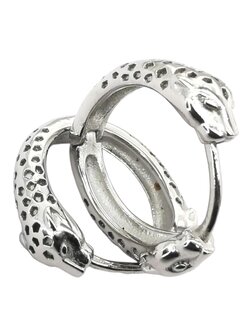 OHRRINGE AUS EDELSTAHL HERREN TIGERFORM SILBER DURCHBROCHENE DETAILS &Oslash; 13 mm