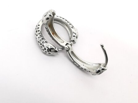 OHRRINGE AUS EDELSTAHL HERREN TIGERFORM SILBER DURCHBROCHENE DETAILS &Oslash; 13 mm