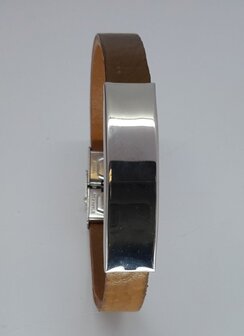 Edelstahlplatte mit Klemmschloss f&uuml;r Lederarmband.