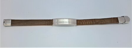 RVS plaatje met klem slot voor leer armband.