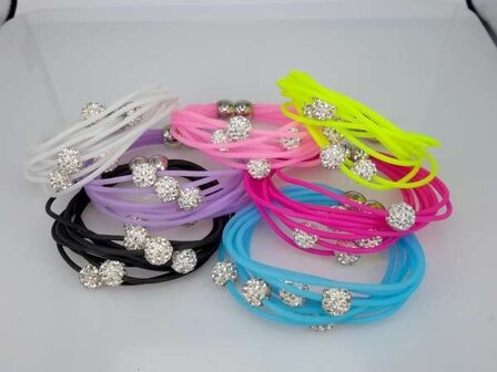 Armband van 10 NEON siliconen draden &agrave; 2mm, 7 kleuren