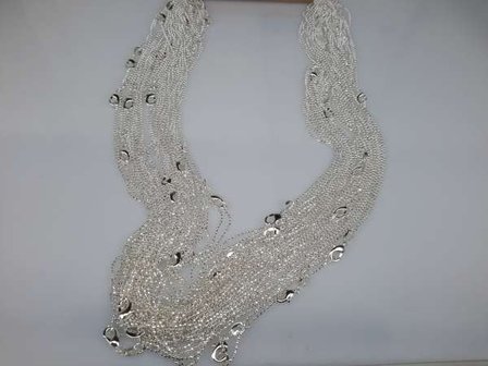 Zilveren bolletjesketting (925), 50 cm