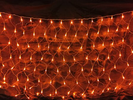 Oranje 1x2mtr Net, 160 oranje leds, 8 progamma&rsquo;s &amp; afstandsbedienig, doorkoppelbaar, IP44, voor binnen en buiten