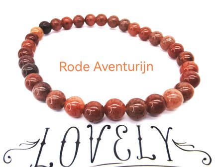 Roter Aventurin &ndash; 6 mm Perlenarmband