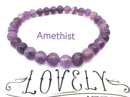 Amethist &ndash; 6mm Kralen Armband