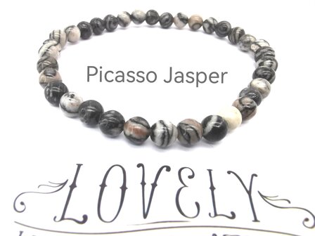 Picasso Jaspis &ndash; 6 mm Perlenarmband
