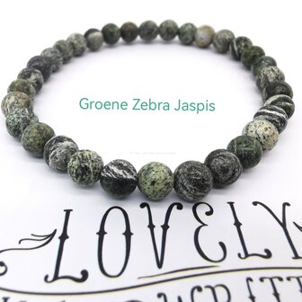 Gr&uuml;ner Zebra-Jaspis &ndash; 6 mm Perlenarmband