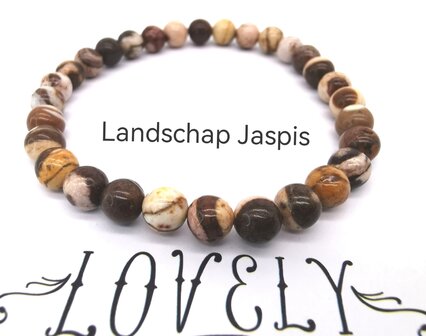 Landschap Jaspis &ndash; 6mm Kralen Armband