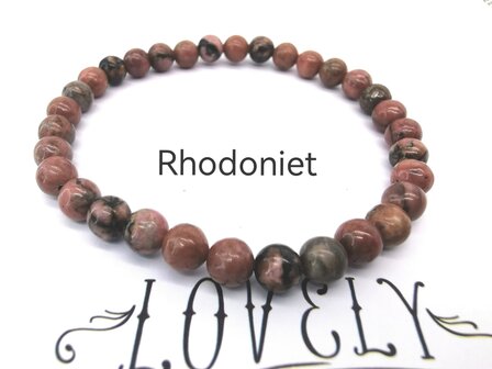 Rhodonit &ndash; 6 mm Perlenarmband