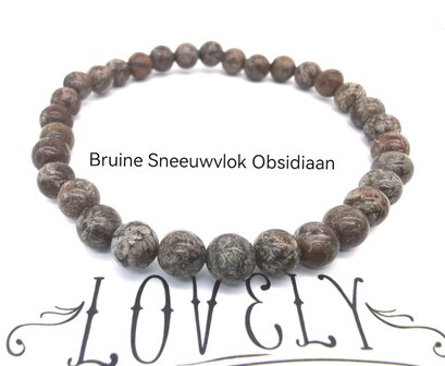 Bruine Sneeuwvlok obsidiaan &ndash; 6mm Kralen Armband