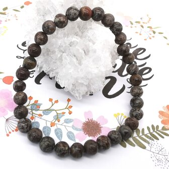 Bruine Sneeuwvlok obsidiaan &ndash; 6mm Kralen Armband