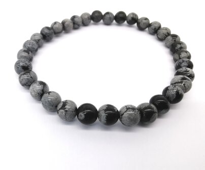 Schneeflocken-Obsidian &ndash; 6 mm Perlenarmband