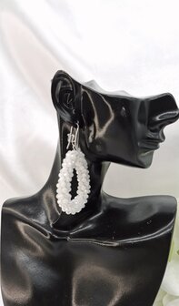 RVS Silberohrringe mit facettierten Ohrringen aus wei&szlig;en Glasperlen