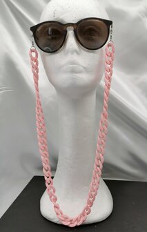 Trendige 2-in-1-Sonnenbrille/Halskette &ndash; Brillenband, Acryl-Gliederkette &ndash; L70 cm, matt hellrosa