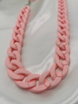 Trendy 2 in 1 Zonnebril / Ketting - Brillenkoord  Acryl schakelketting -L70 cm  mat light pink