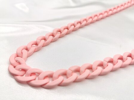 Trendy 2 in 1 Zonnebril / Ketting - Brillenkoord  Acryl schakelketting -L70 cm  mat light pink